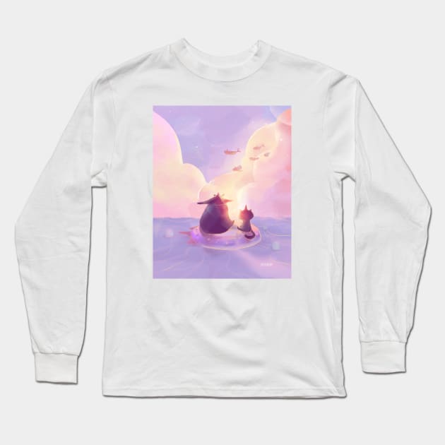 True Friends - Mio and Crossi Long Sleeve T-Shirt by Miya Gu Art